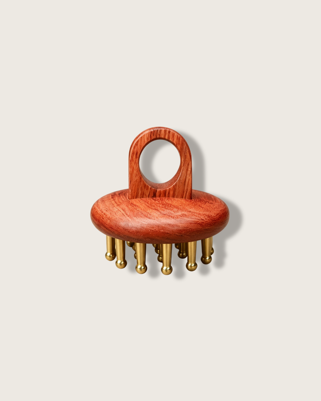 Handheld Meridian Brush - Wood & Brass, For Head or Body
