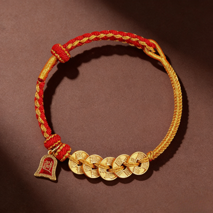 Red String Bracelet｜2026 Five Emperor Coins - Wealth, Protection & Feng Shui Luck