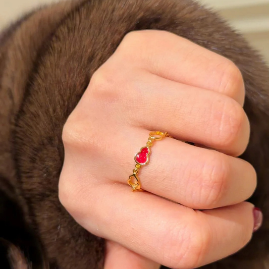 Gold-Plated 925 Silver｜Red Gourd Bracelet – Fortune & Protection