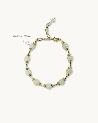 Freeform Series, Rainy Season, Hetian Jade Bracelet, Calm Your Mind