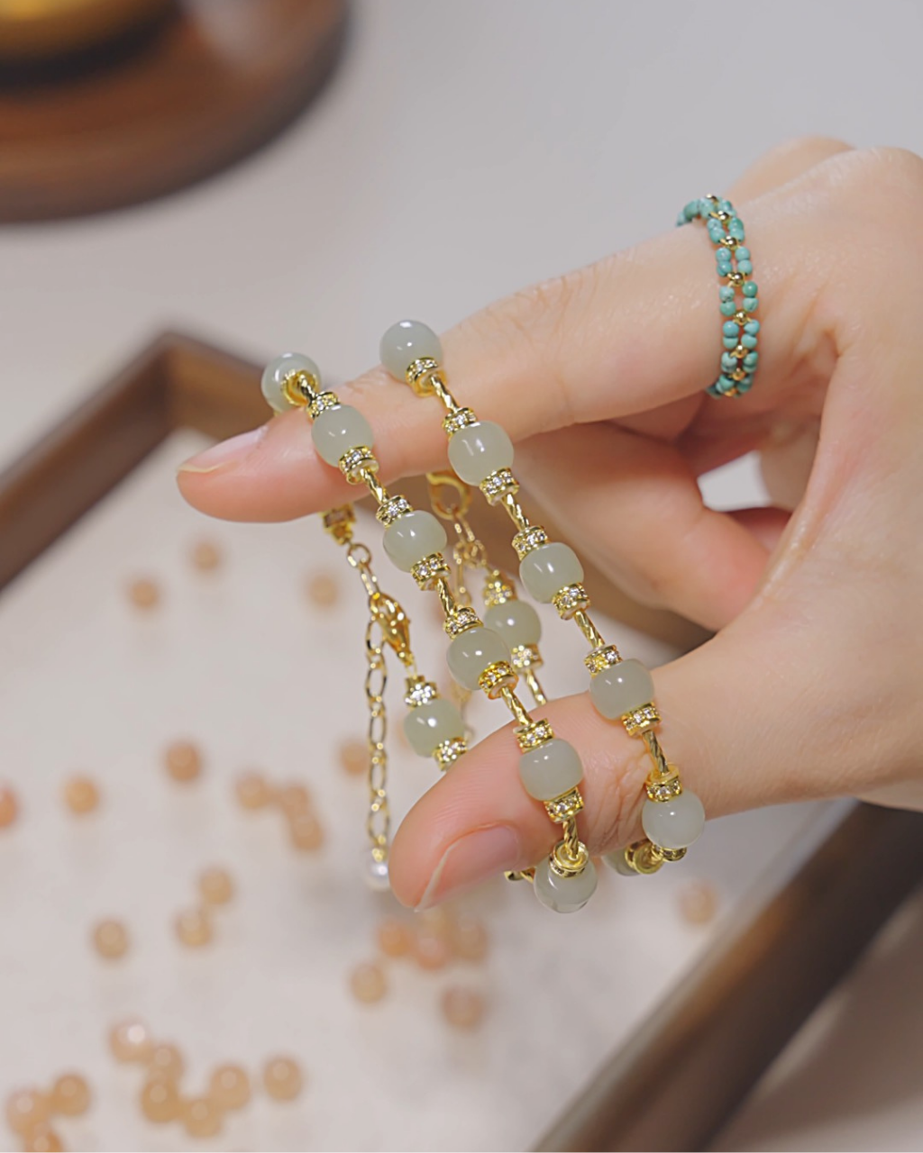 Freeform Series, Rainy Season, Hetian Jade Bracelet, Calm Your Mind