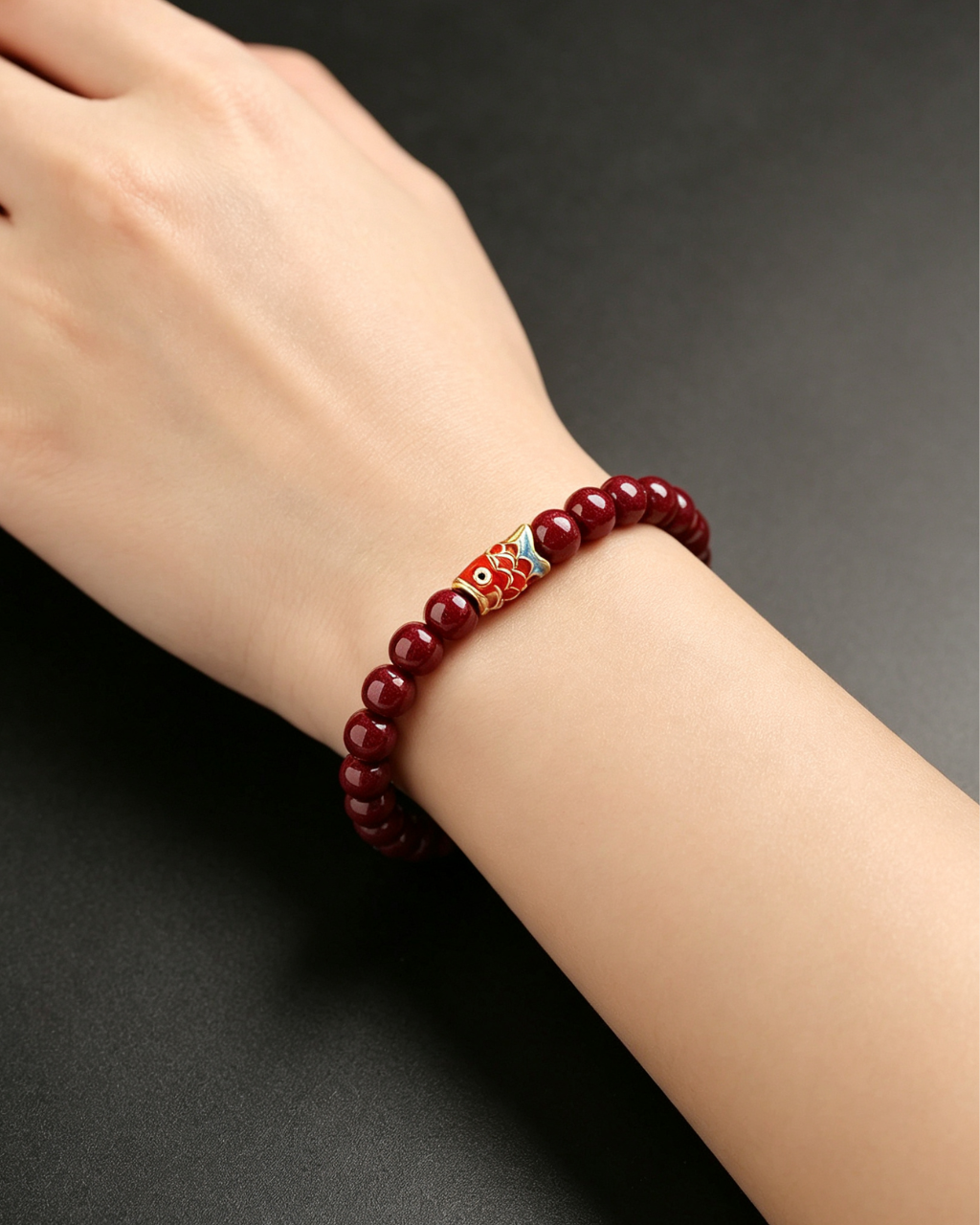 Cinnabar Koi Bracelet for Luck & Prosperity