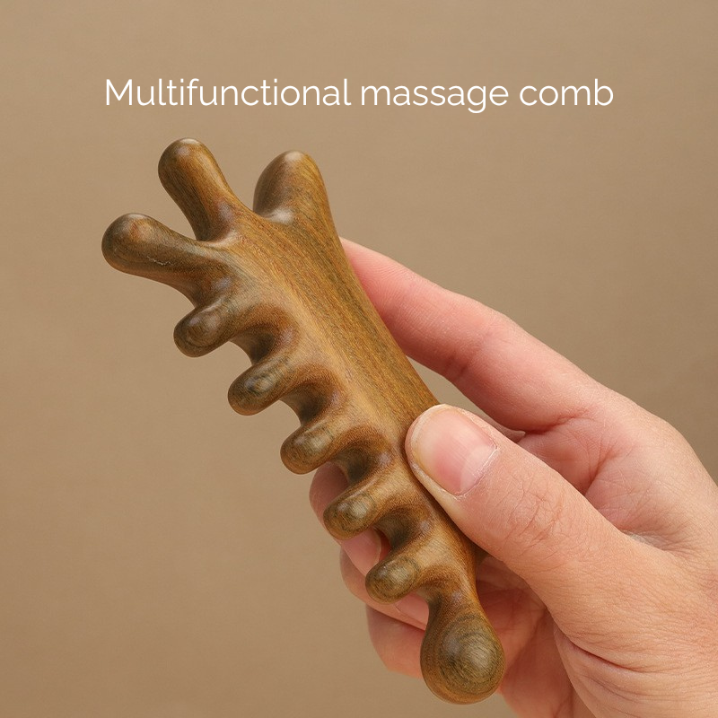 Massage Comb | Coral-Shaped - Natural Green Sandalwood Multi-Functional Comb