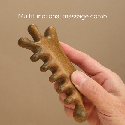 Massage Comb | Coral-Shaped - Natural Green Sandalwood Multi-Functional Comb