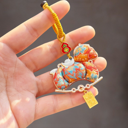 Double-Sided Horse Charm | Chinese Embroidery Song Jin Charm for Success & Speed in 2026 Year of the Horse