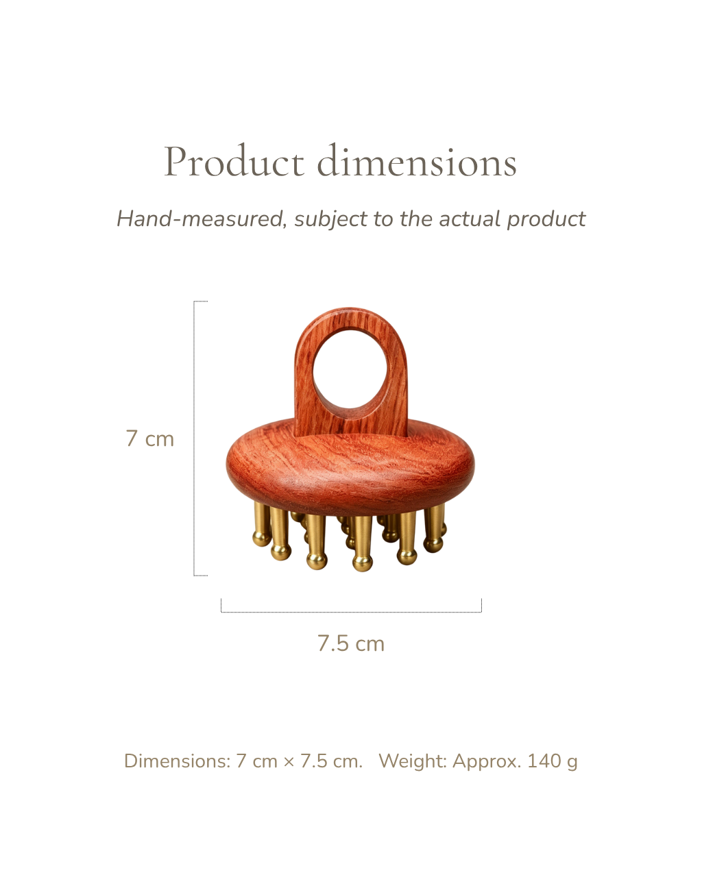 Handheld Meridian Brush - Wood & Brass, For Head or Body