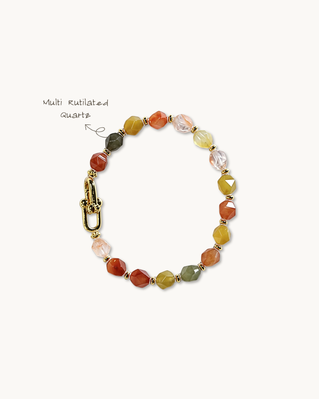 Freeform Series, Coral Sea, Multi Rutilated Quartz Bracelet, Shifts Fortune
