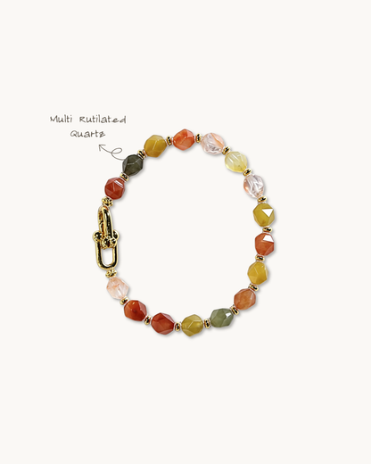 Freeform Series, Coral Sea, Multi Rutilated Quartz Bracelet, Shifts Fortune