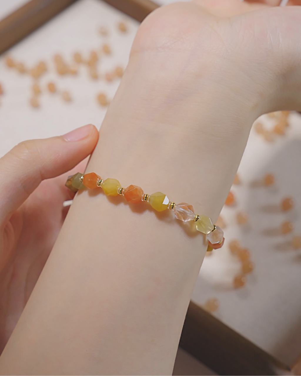 Freeform Series, Coral Sea, Multi Rutilated Quartz Bracelet, Shifts Fortune