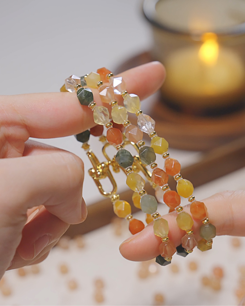 Freeform Series, Coral Sea, Multi Rutilated Quartz Bracelet, Shifts Fortune