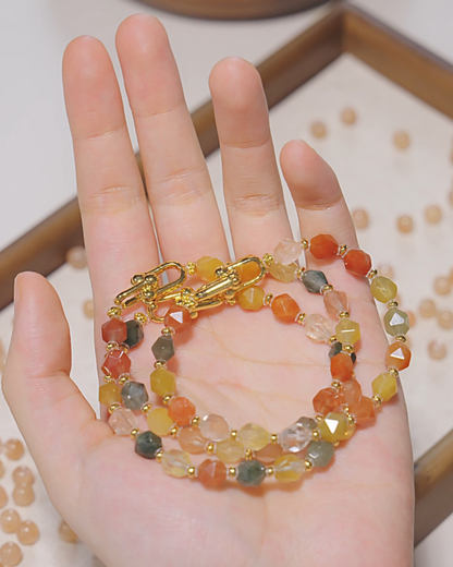 Freeform Series, Coral Sea, Multi Rutilated Quartz Bracelet, Shifts Fortune