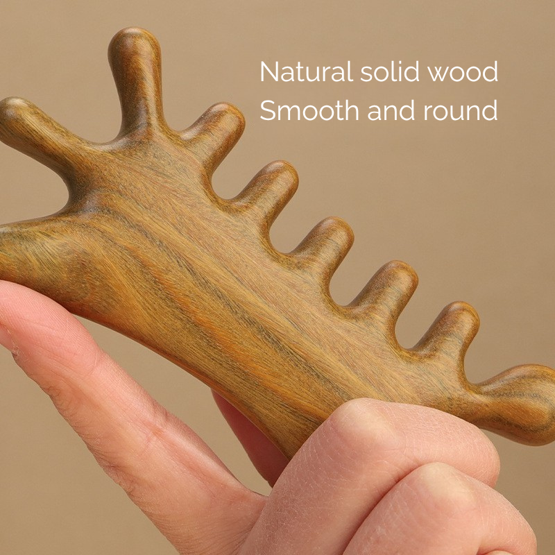 Massage Comb | Coral-Shaped - Natural Green Sandalwood Multi-Functional Comb
