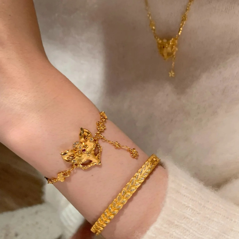 Gold-Plated 925 Silver｜Nine-Tailed Fox Bracelet - Talisman of Charm, Wisdom & Mysterious Blessings