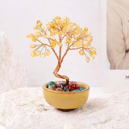 Citrine Feng Shui Tree | Wealth Crystal Tree for Desk & Home