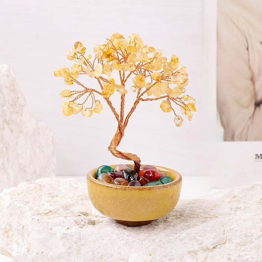 Citrine Feng Shui Tree | Wealth Crystal Tree for Desk & Home