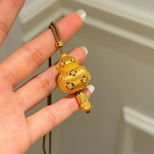 Gold-Plated 925 Silver｜Plump Gold Gourd Pendant - The “Fat Hulu” for Good Fortune & Fullness of Life