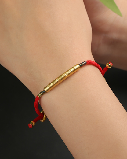 Tibetan Six-Syllable Mantra Red String Bracelet for Blessing