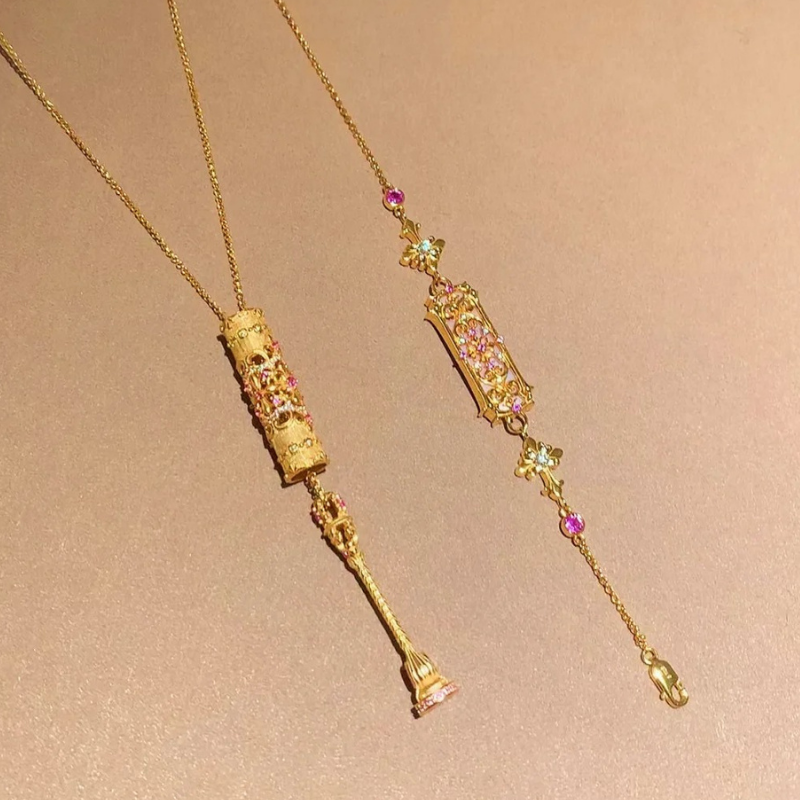 Gold-Plated 925 Silver｜Iris Magic Wand Jewelry Set (Necklace+Bracelet)