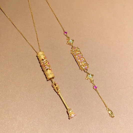 Gold-Plated 925 Silver｜Iris Magic Wand Jewelry Set (Necklace+Bracelet)
