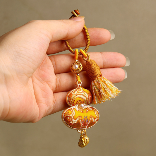 Embroidered Gourd Charm | Classic Symbol of Good Fortune with Braided Tassel