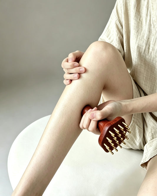 Wood & Brass Handheld Body Massage Brush