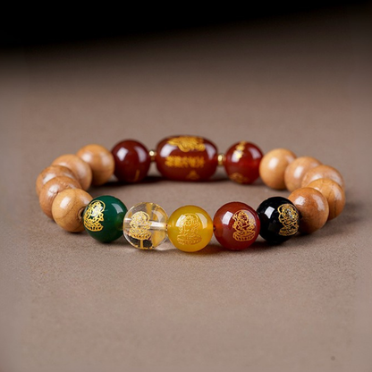 12 Zodiac Bracelet｜Peach Wood Wealth God & Buddha Protection