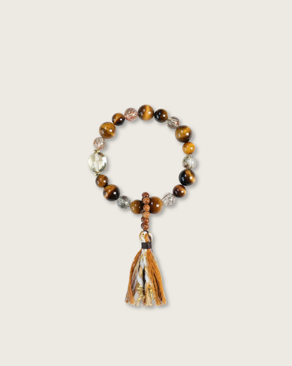 Desert Ballad, Tiger Eye & Black Gold Super Seven Bracelet, Attract Wealth