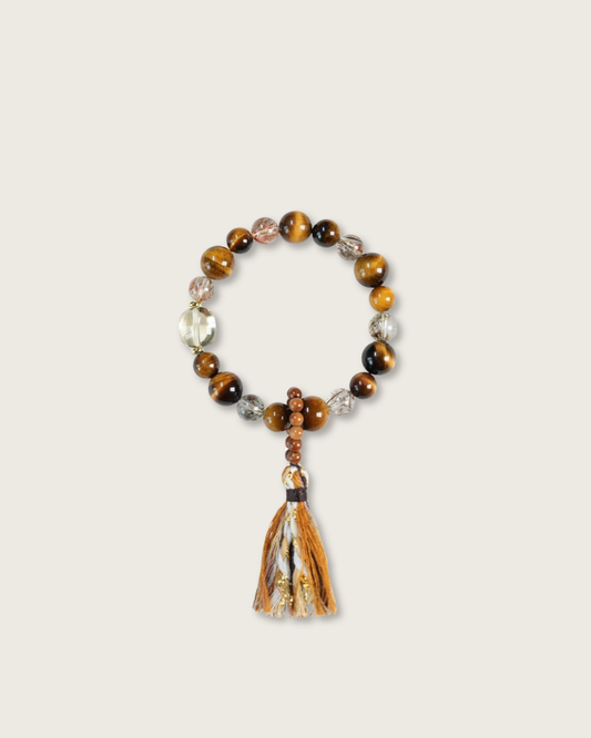 Desert Ballad, Tiger Eye & Black Gold Super Seven Bracelet, Attract Wealth