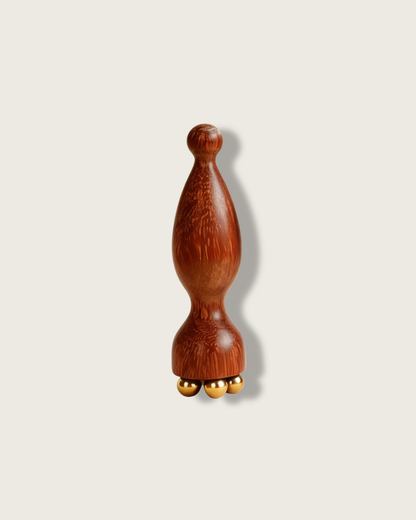 Lotus Pod Massage Tool - Wood & Brass, For Eyes