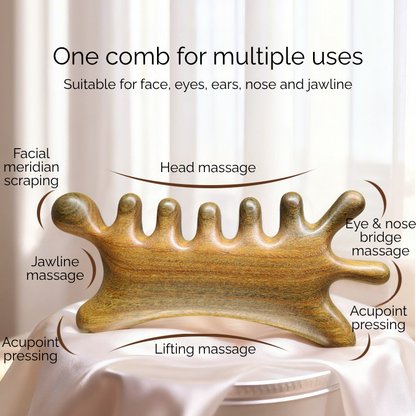 Massage Comb | Coral-Shaped - Natural Green Sandalwood Multi-Functional Comb