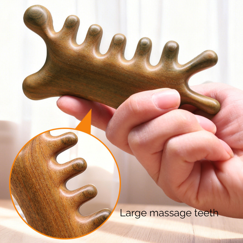 Massage Comb | Coral-Shaped - Natural Green Sandalwood Multi-Functional Comb