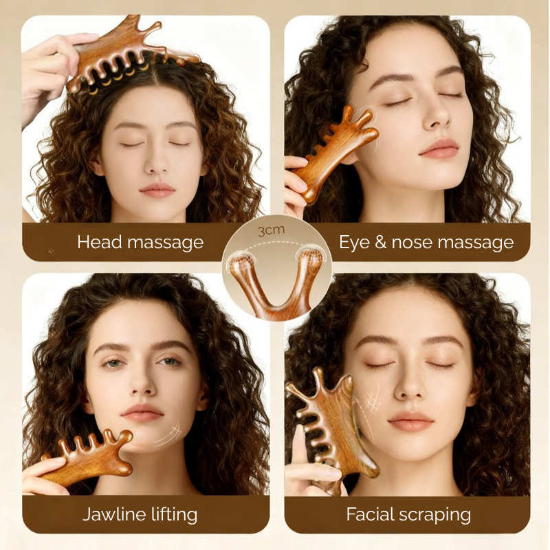 Massage Comb | Coral-Shaped - Natural Green Sandalwood Multi-Functional Comb