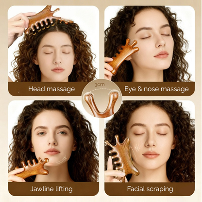 Massage Comb | Coral-Shaped - Natural Green Sandalwood Multi-Functional Comb