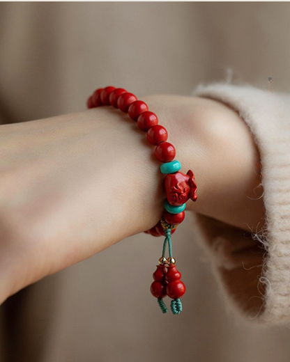 Cinnabar Fortune Pouch & Gourd Bracelet for Blessing