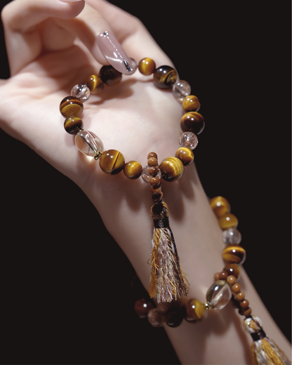 Desert Ballad, Tiger Eye & Black Gold Super Seven Bracelet, Attract Wealth