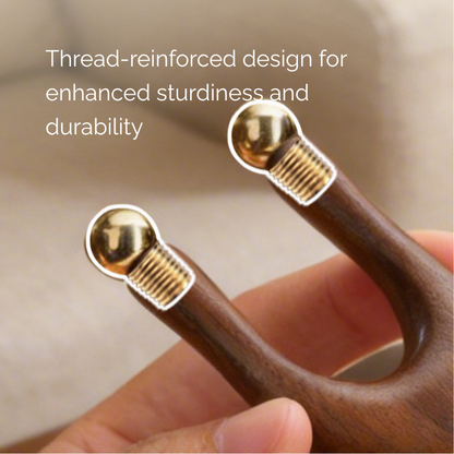 Massage Tool | Little Frog Shape - Walnut Handle with Brass Beads for Face & Eye Massage