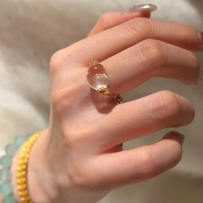 Gold-Plated 925 Silver｜ Peach Chain Ring