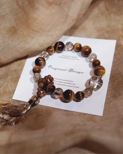 Desert Ballad, Tiger Eye & Black Gold Super Seven Bracelet, Attract Wealth