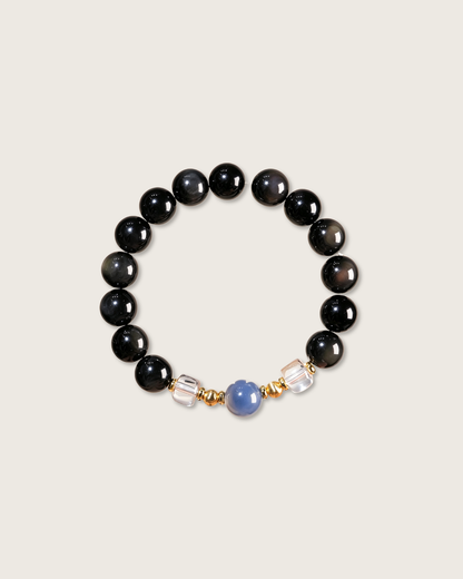 Timeless Fortune, Obsidian & Sugar Agate Bracelet, Protect Your Energy