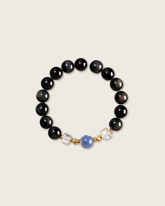 Timeless Fortune, Obsidian & Sugar Agate Bracelet, Protect Your Energy