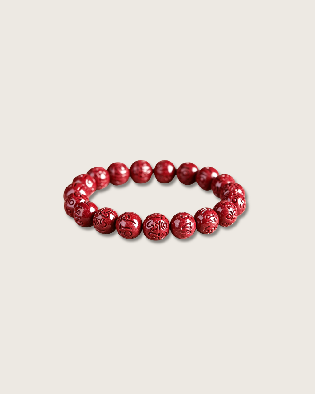 Cinnabar Six-Syllable Mantra Bracelet for Blessing