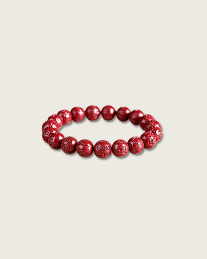 Cinnabar Six-Syllable Mantra Bracelet for Blessing