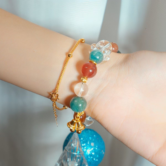 Bracelet｜"Harmony Bell" Strawberry Quartz & Apatite Purify Attract Love & Luck