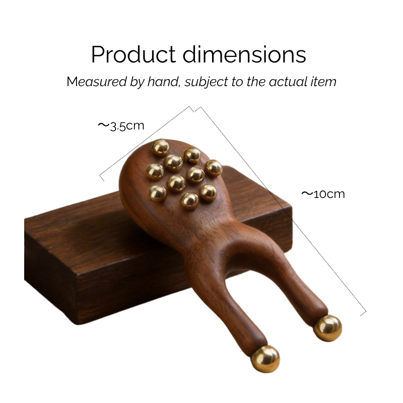 Massage Tool | Little Frog Shape - Walnut Handle with Brass Beads for Face & Eye Massage