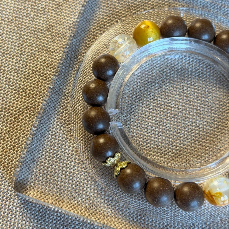 Herbal Incense Bracelet｜"Wealth & Fortune", Citrine, Tiger's Eye & Lucky Charm, Various Herbal Recipes Available