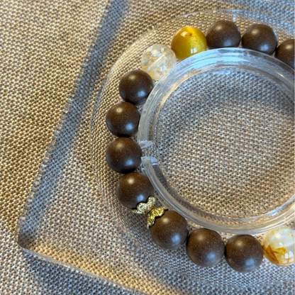 Herbal Incense Bracelet｜"Wealth & Fortune", Citrine, Tiger's Eye & Lucky Charm, Various Herbal Recipes Available