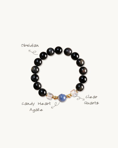 Timeless Fortune, Obsidian & Sugar Agate Bracelet, Protect Your Energy