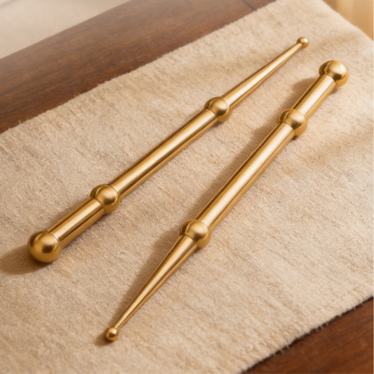 Acupressure Tool | Double-Ended Brass Point Massage Stick - for Acupoint Pressing