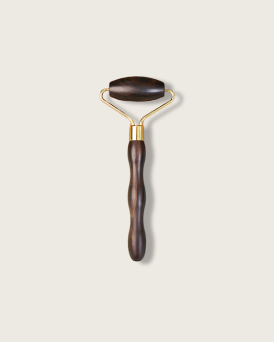 Gua Sha Roller - Wood & Brass, For Facial Lifting Massage