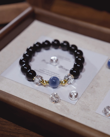 Timeless Fortune, Obsidian & Sugar Agate Bracelet, Protect Your Energy